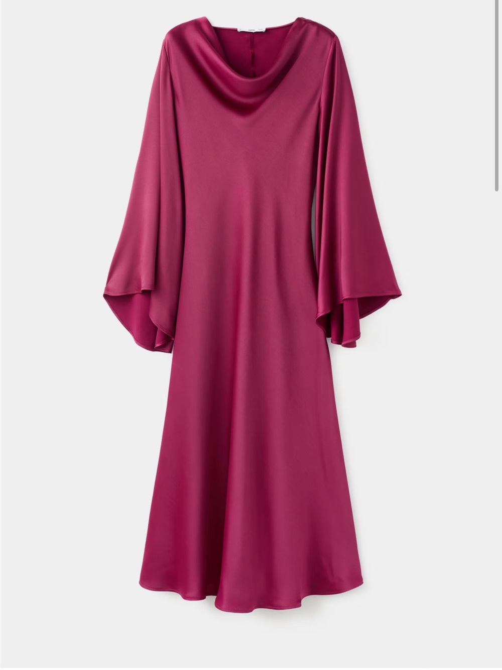 Mango fuschia pink berry Flare Sleeve long midi dress